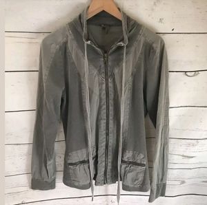 XCVI Zip-Up Blazer Fitted Jacket Coat Khaki Size L